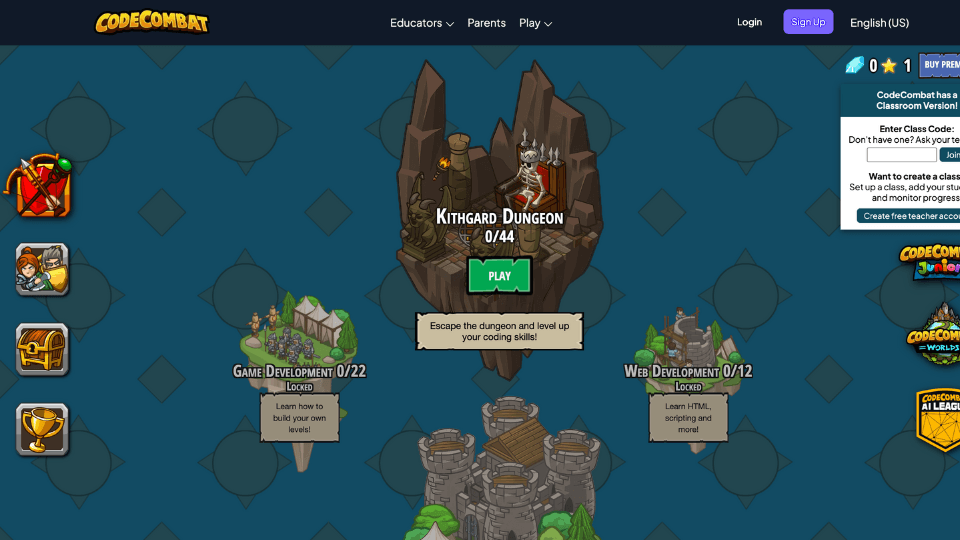 CodeCombat เรียนเขียนโค้ดออนไลน์ผ่านเกม RPG ด้วย Python หรือ JavaScript