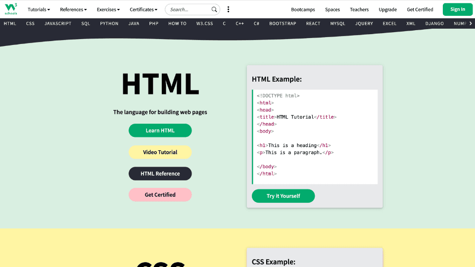 W3Schools คลังความรู้และโค้ดตัวอย่างสำหรับนักพัฒนา ลองแก้และดูผลลัพธ์ได้ทันที